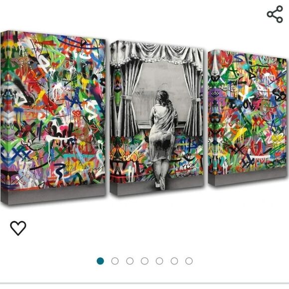 Banksy 3 Panel Graffiti Wall Canvas. NEW - Picture 1 of 6